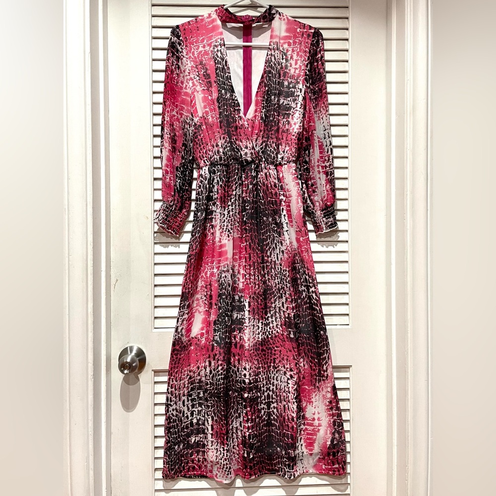 Love Fire Pink and Black Pleated Smocked Dress